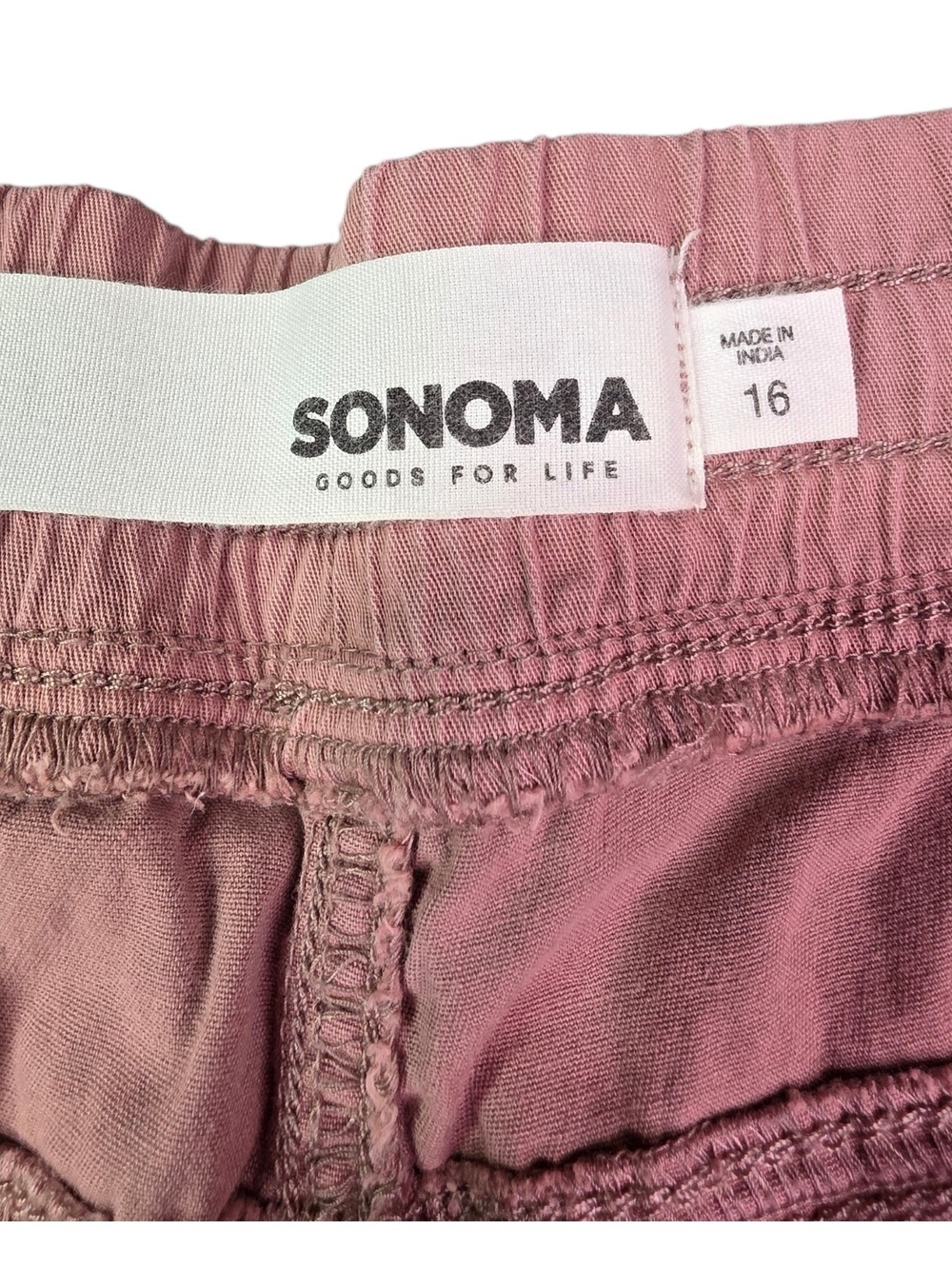 SONOMA Goods For Life Women's Size 16 Pink Utility Cargo Shorts Elastic Waist - Picture 3 of 8